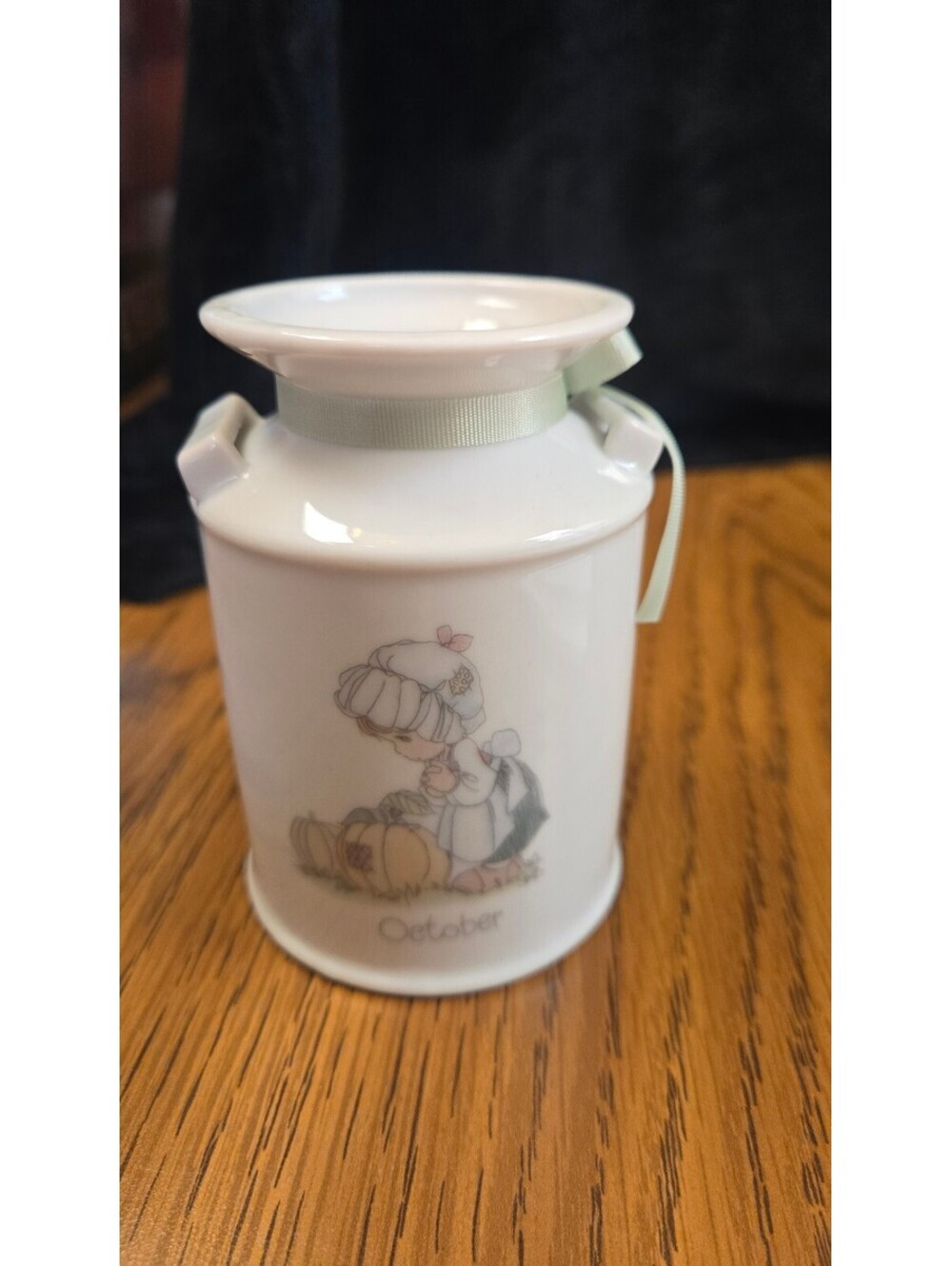 Precious Moments October Milk Can Vase with Ribbon Accent